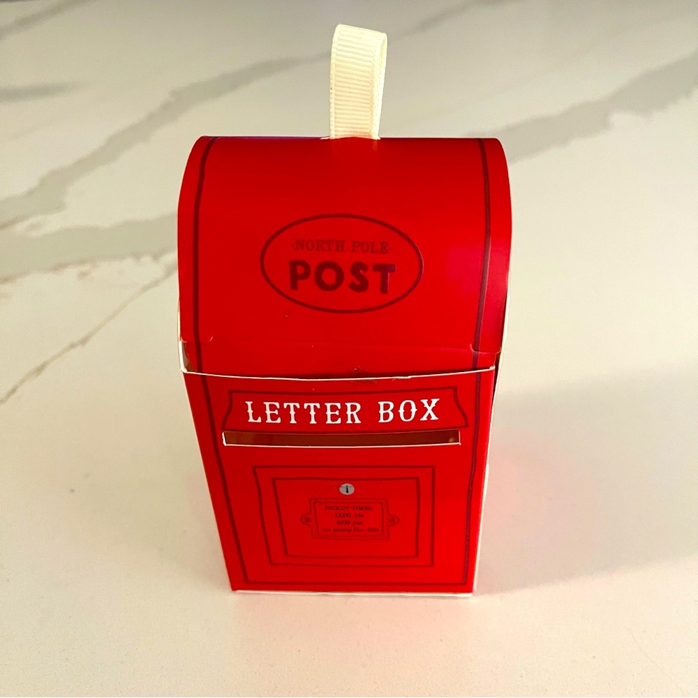 North Pole Post Office Letter box with Christmas labels